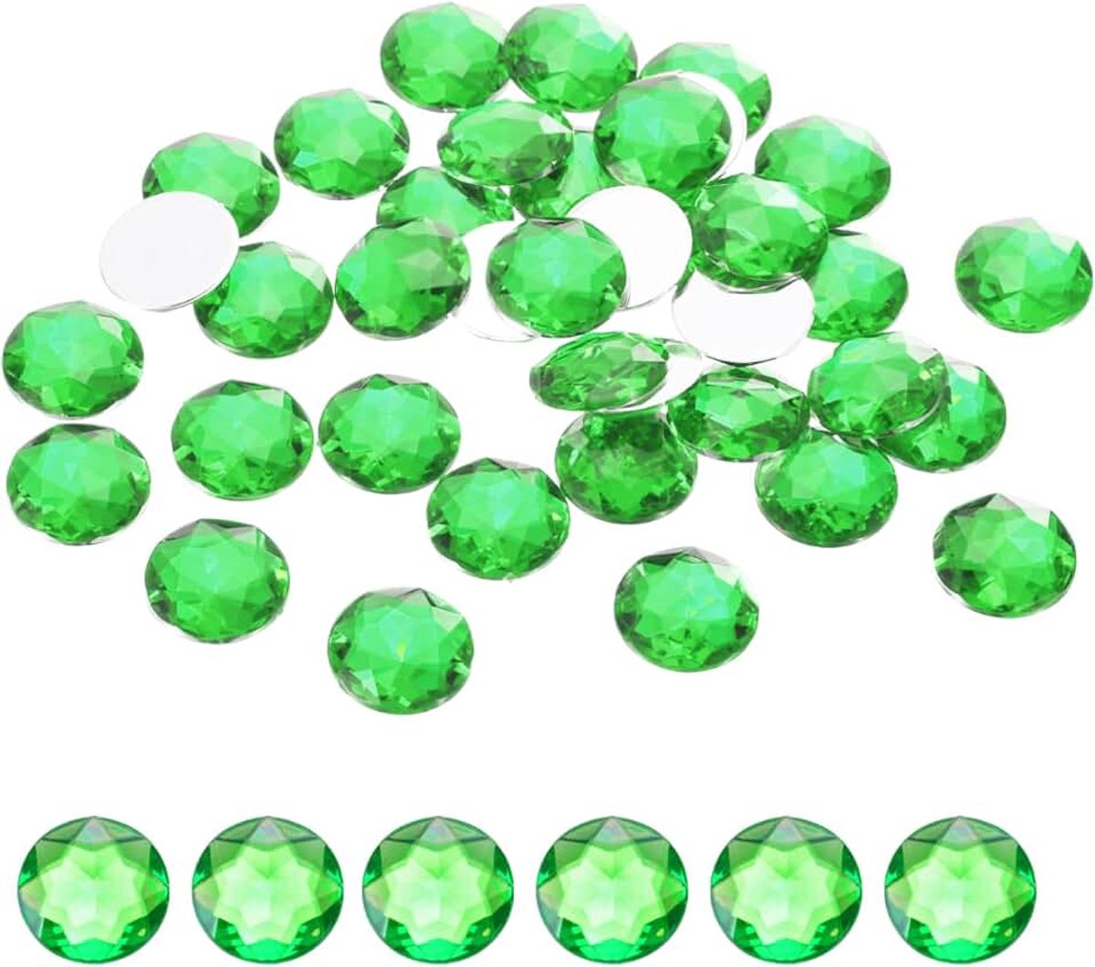 100 stuks acryl strass-steentjes met platte achterkant 10 mm groene strassteentjes voor handwerk, kleding, schoenen, decoratie, doe-het-zelf, geschenken