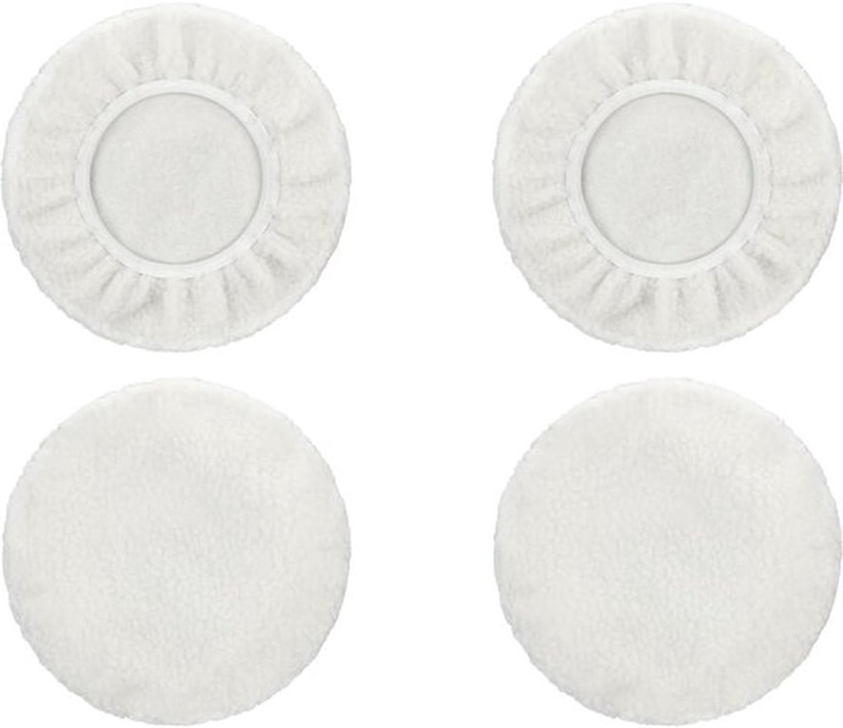 Lamswol polijstkapjes - Polijstaccessoires - Set van 4 - Wit - Professioneel poetsen - Voor elk oppervlak - Perfect voor hobbyisten