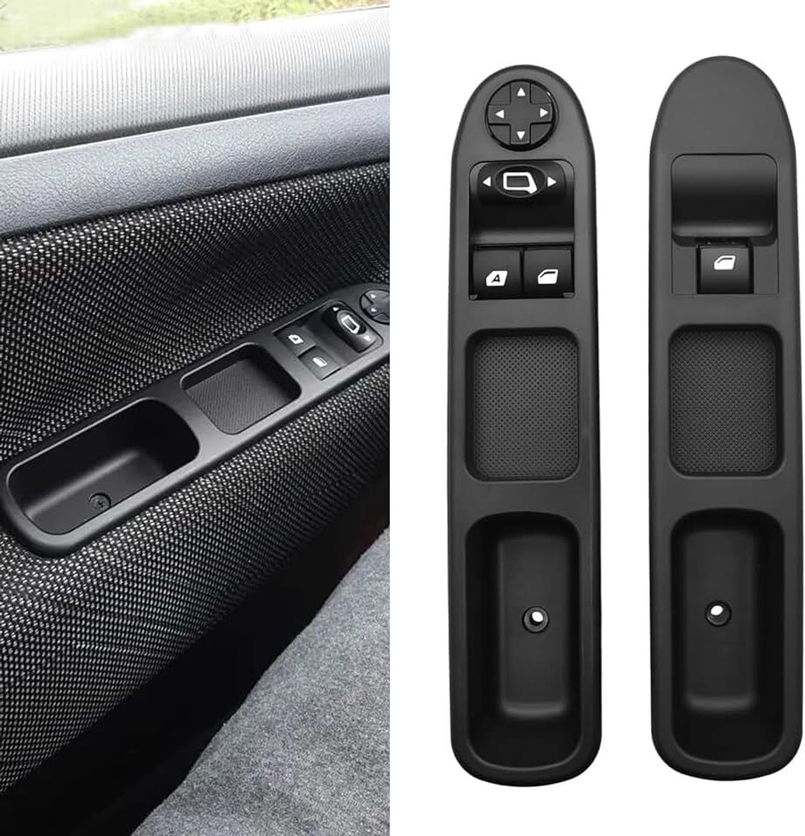 2 stuks raamschakelaars 207, compatibel met Peugeot 207 Citroen C3 6554QC, raambediening Peugeot 207, elektrische raamschakelaar, elektrisch, 6490HQ 6554HJ, 6-polig