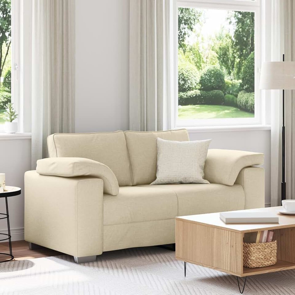 Tweezitsbank met vlekbescherming en metalen frame, 120 cm, modern design met gevoerde armleuningen en zachte kussens, comfortabele zitgelegenheid