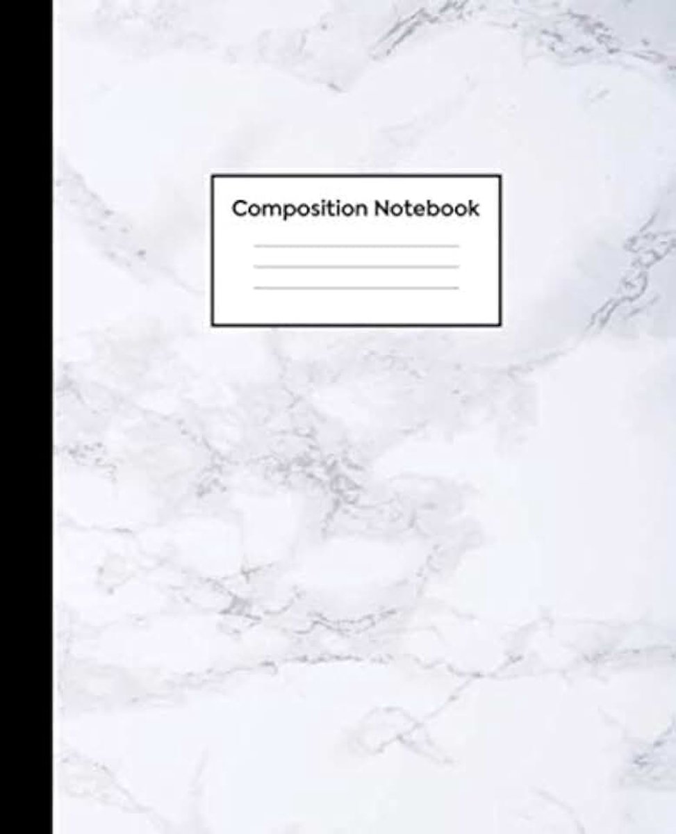 Notebook: Wide Rule, Soft White Marble Compositon Book for Girls, Kids, School, Students and Teachers (Wide Ruled 7.5 x 9.25, 100 pages)