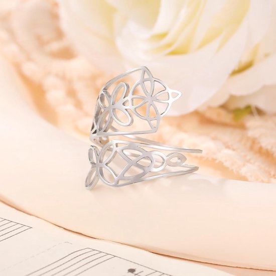 Witch knoopring voor vrouwen, heksen, knoop, open ring, heksen, knoop, sieraden, Ierse sieraden, Ierse Wiccan, roestvrij staal, instelbare duim-open ring — afbeelding 2