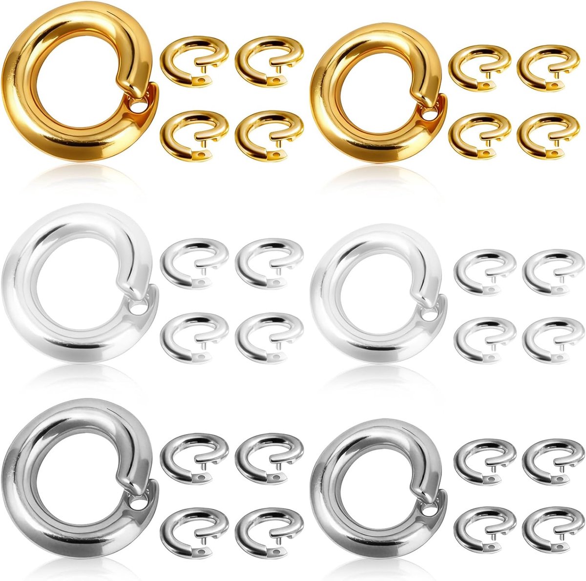 30 stuks splitringen met open uiteinde voor het maken van sieraden, 18K verguld met goud/zilver/witgoud, binnendiameter 5 mm en 7,5 mm, dikte 1,2 mm, hoogwaardige koperen basis voor armbanden en Ring