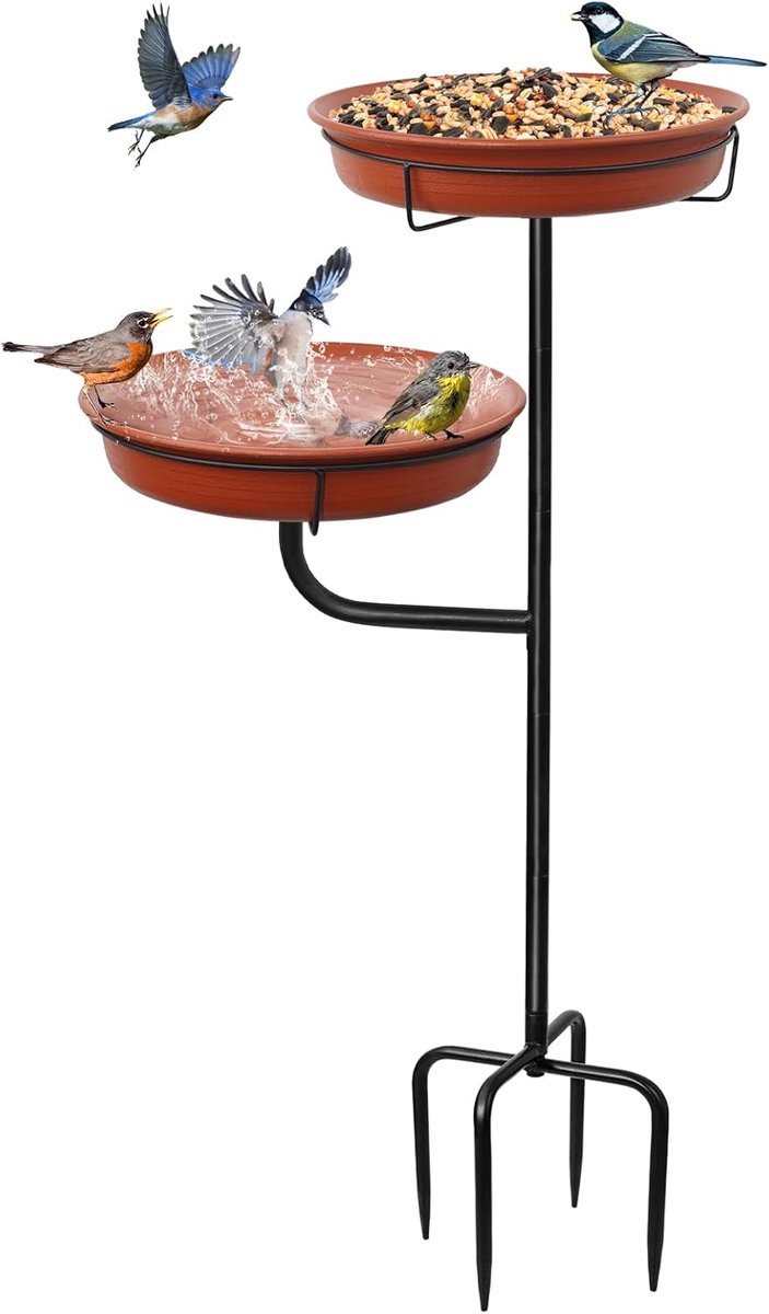 vogelbad, vogelbad voor buitentuin, metalen vogelbassin voedselbak, waterdrinker voor vogels, wilde vogels, winterbestendige waterdrinker voor vogelbad (brons)