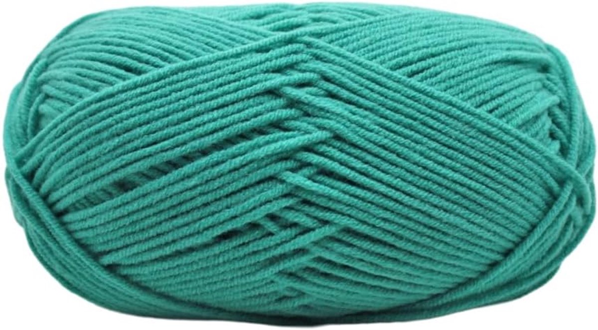 wollen bol, 5 x 48 g, melkkatoen, wol, wol, wol, garen, breiwol, garen draad voor haken en breien, wolgaren, garenbal voor doe-het-zelf handbreien, handwerk, blauwgroen