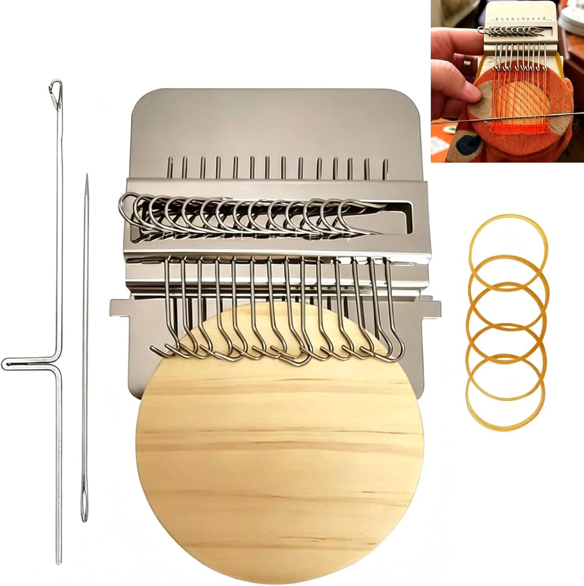 Kleine Weefgetouw voor Sokken Reparatie, Darning Loom Speedweve Type Wefgetouw Klein Weef Patchmaker Weefmachine voor Handwerk Kunst Reparatie Kit (14 Haakjes)