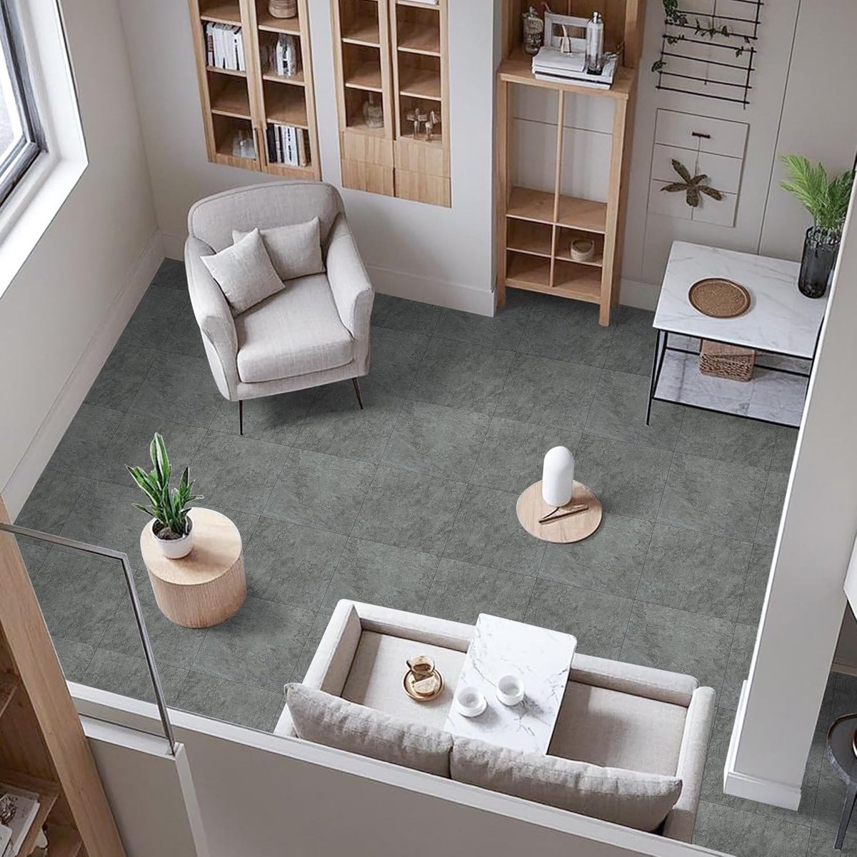 Slijtvaste zelfklevende vinyl vloerbedekking, zelfklevende pvc-vloerbedekking | Extra slijtvast, waterdicht, grijs marmereffect, voor keuken, badkamer, slaapkamer