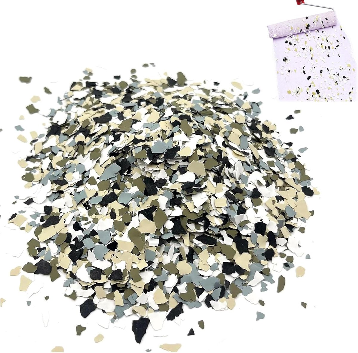 Betonverf Decoratieve Vlokken voor Epoxyvloer, 500 g, Multicolor, 1-3 mm, Muur- en Vloercoating, Binnen en Buiten, Garage, Werkplaats, Woonruimte, DIY en Professionals