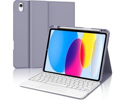 Case met toetsenbord voor iPad A16 11e generatie 2025/10 generatie 2022, Bluetooth Magnetisch Toetsenbord voor iPad 11e/10e Gen (11/10,9 inch) Con Touchpad, QWERTZ lay-out Keyboard, lila