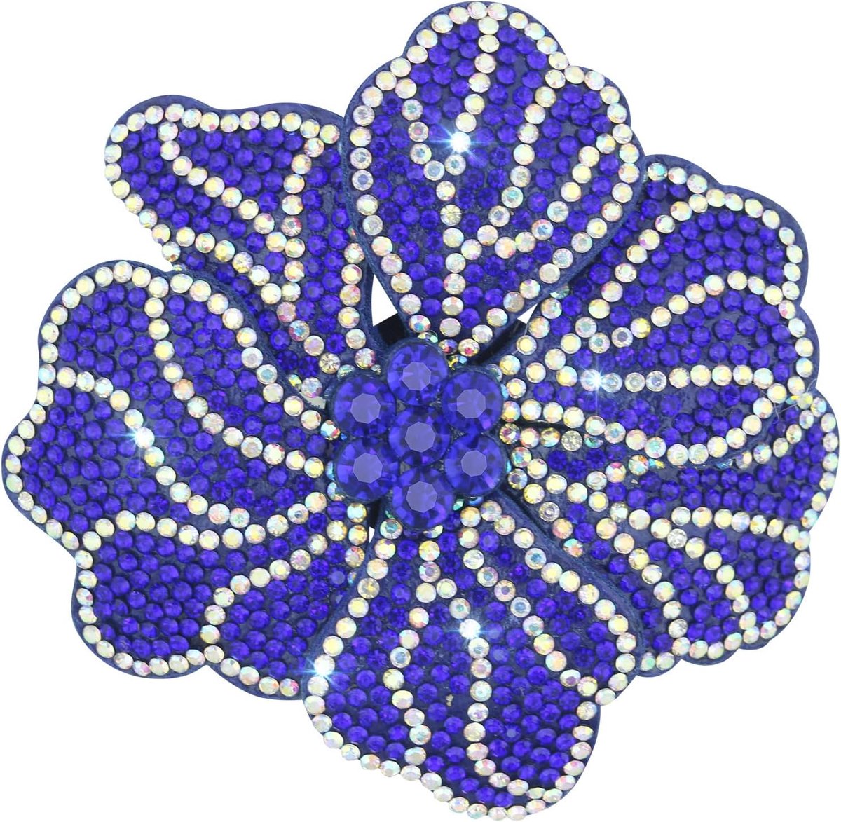 8,5 cm Haarspeld Kunstkristal Dubbele Bloemblaadjes Broche Corsage Hoofdsieraad Bloem Haar Pin Accessoires voor Vrouwen Meisjes Party Blauw