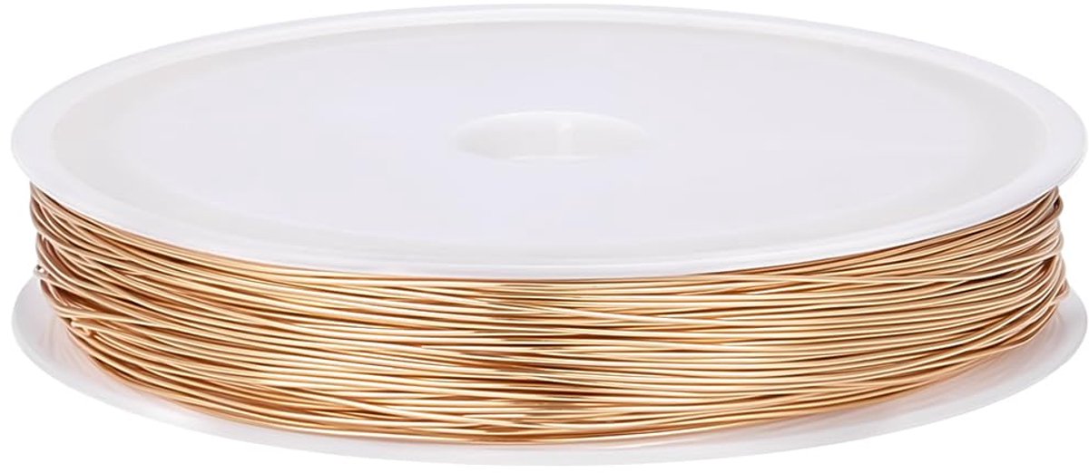 Draad, handgemaakt, 24 gauge, 0,5 mm, 50 m, 18 K verguld, rond, gepolijst, bestand tegen aanslag, met een spoel voor het maken van sieraden, accessoires