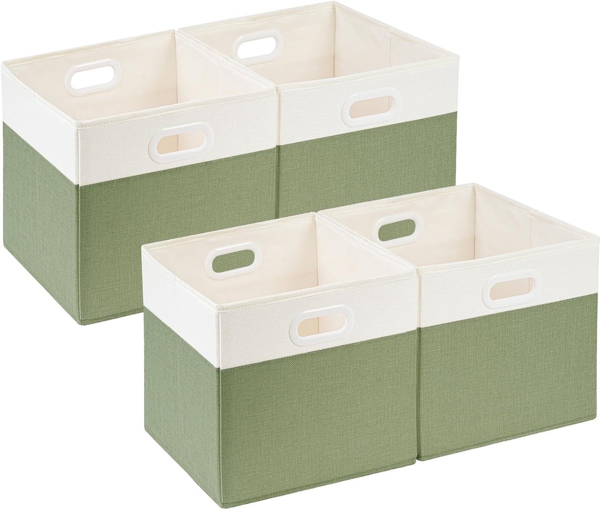Thijox - Opbergdozen 28x28x28 cm - 4 Stuks Opvouwbare Mand voor Speelgoed, Kisten, Wasbaar, Groen/Wit, Ideaal voor Kinderen, Woonkamer, Tuin en Campin