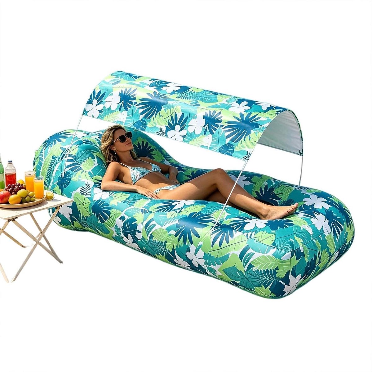 Opblaasbare Lounger - Luchtbank Ligstoel - Outdoor Ontspanning - Zonder Pomp Opblaasbaar - 190x75 cm - Groen