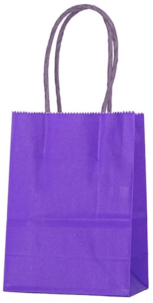 Papieren Draagtas - 60 Stuks -Purple 11x15x6cm - Papieren Tasjes - Kraft Tas - Tassen - Cadeau Tas - Hoogwaardig Kraft Papier/ paars - Eco-vriendelijk - Ideaal voor Geschenken - Lasentopack