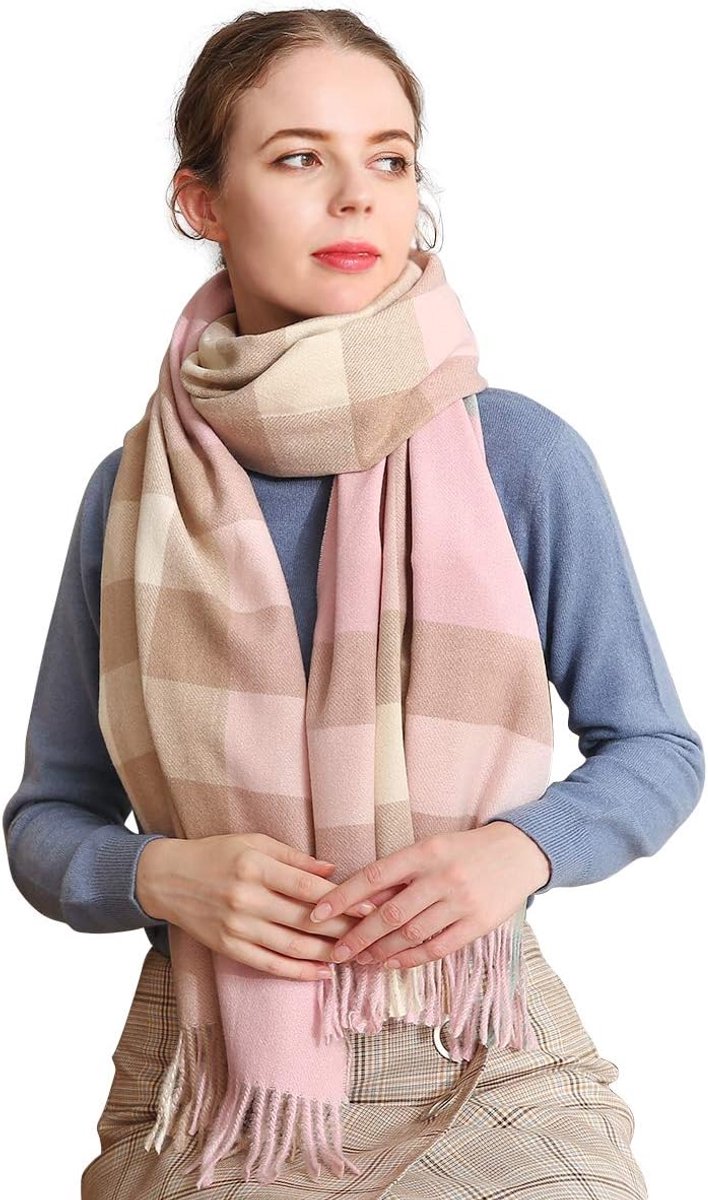 Winter Plaid Kasjmier Sjaal Met Kwastje Voor Vrouwen Mannen Klassieke Geruite Sjaal Oversized Zachte Tartan Sjaal Wrap