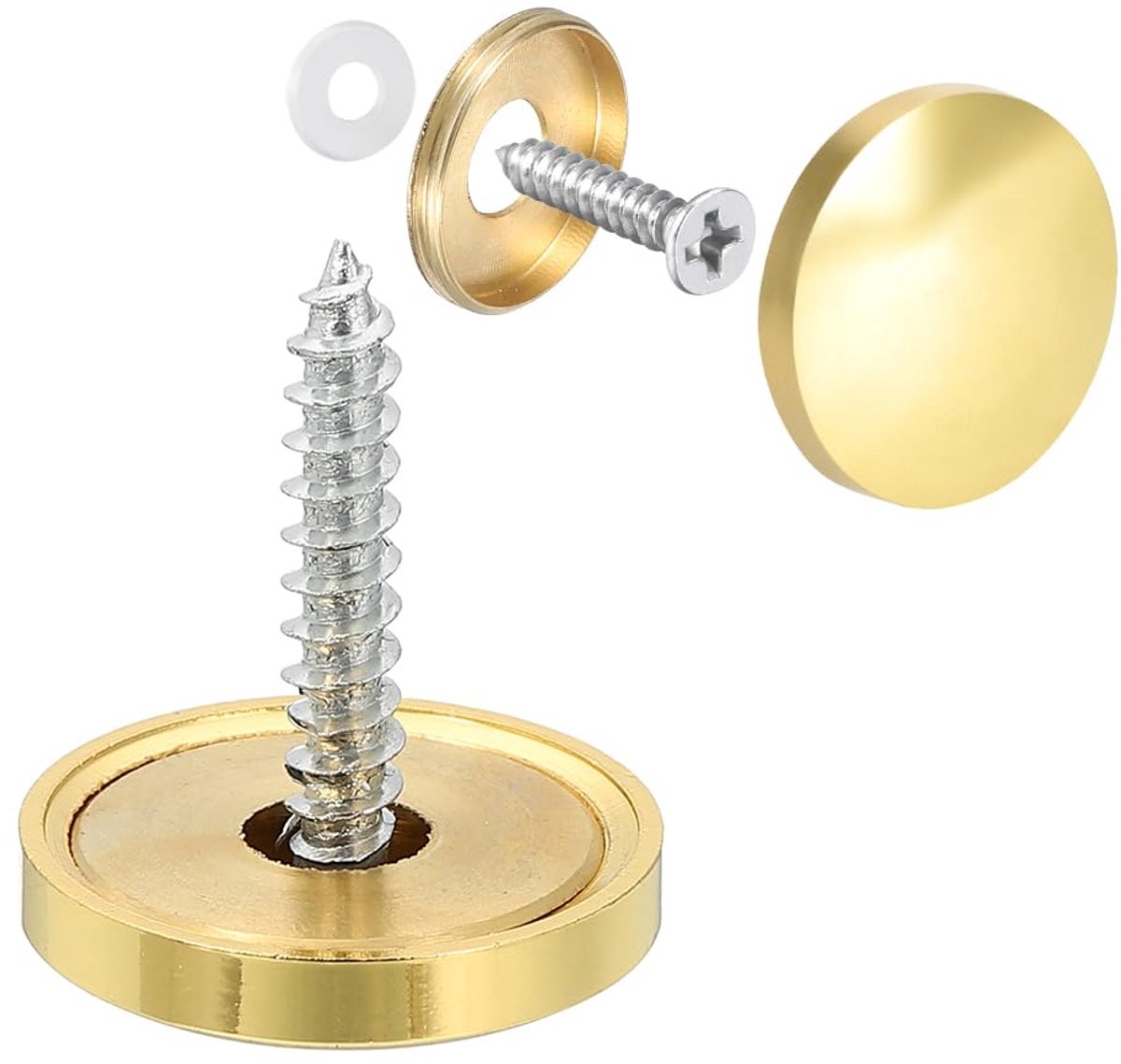 Sourcing map 8 stuks spiegelschroeven decoratieve kapafdekking spijkers 22 mm gepolijst goud
