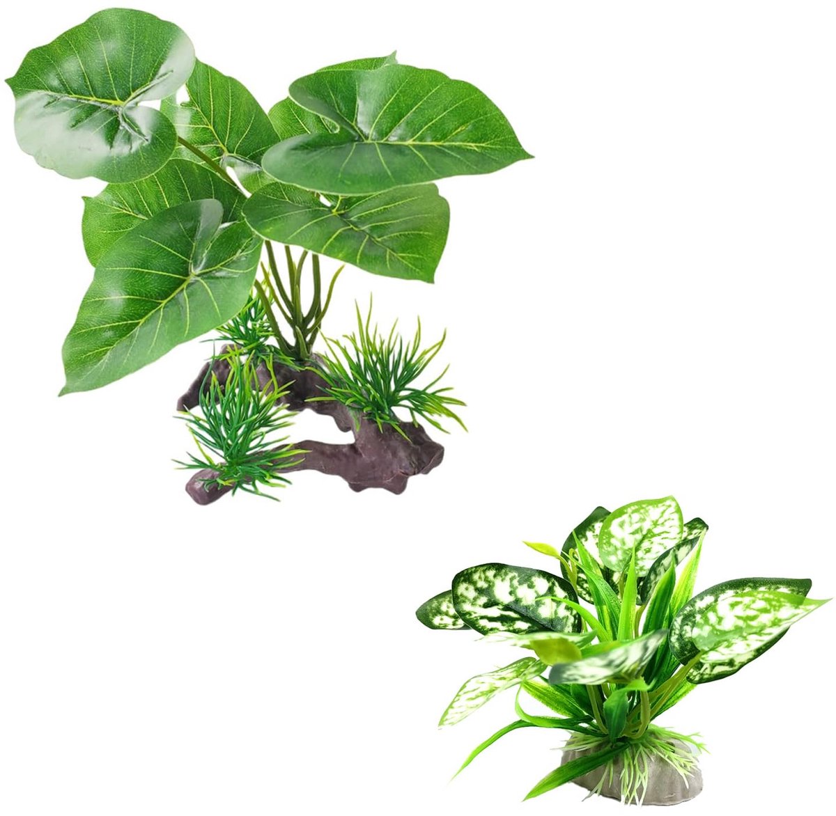 Reptielen kunstmatige planten - groen en wit - terrariumdecoraties - ideaal voor amfibieën habitat - SnelShoppen