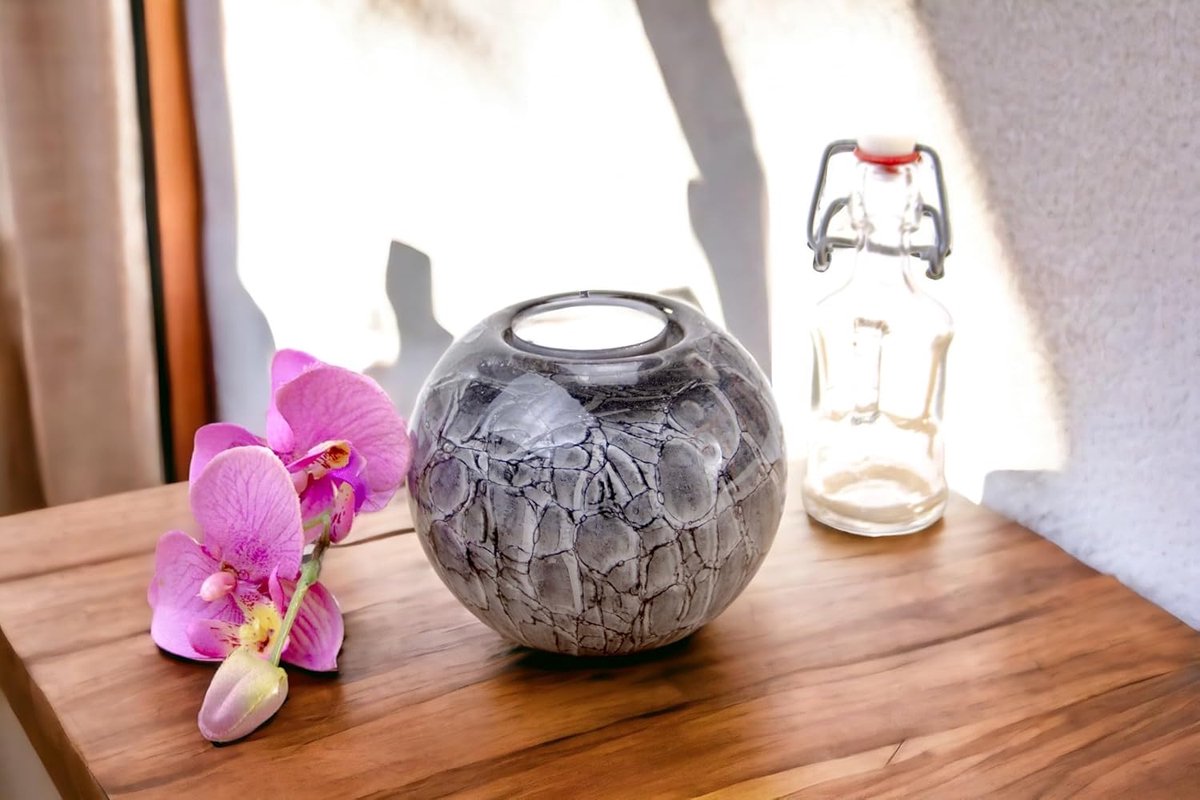 Mini urn tealight houder grijs - glazen urn - luxe urn - mooie herinnering - SnelShoppen