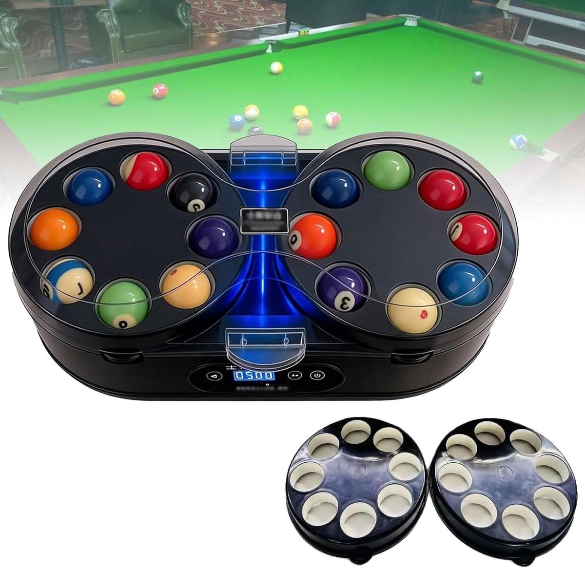 Automatische Poolbal Reiniger - Biljart Polijstmachine - Biljartballen Onderhouden - Dubbele Motor - 57 x 31 x 25 cm - Zwart