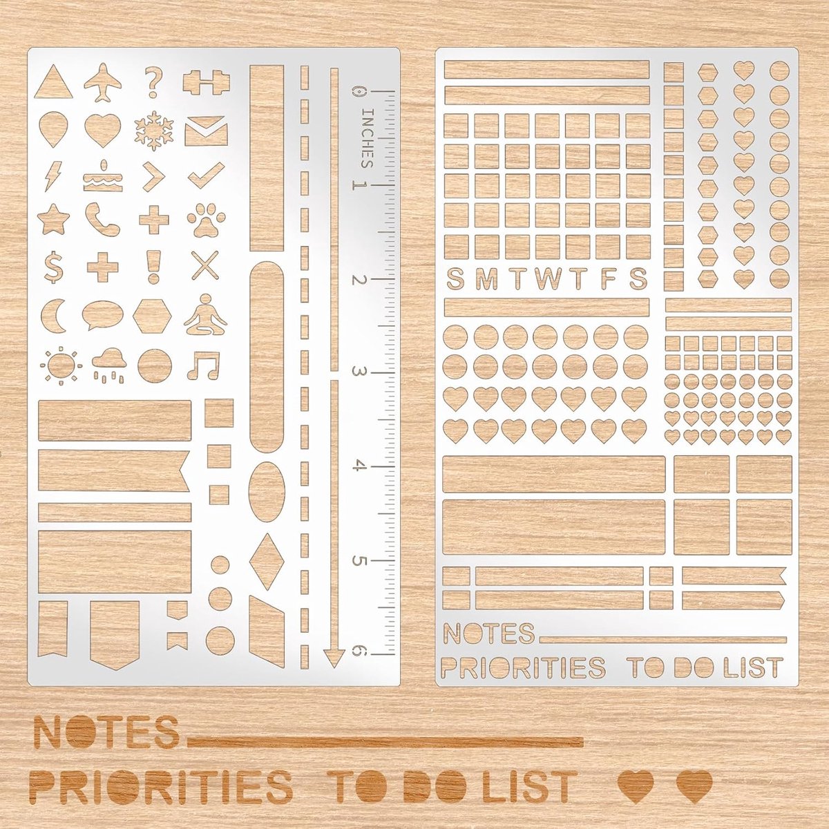 Bullet Journal Sjablonen 2 Stuks - Herbruikbaar - DIY Accessoires - Perfect voor Junk Journal Decoratie - SnelShoppen