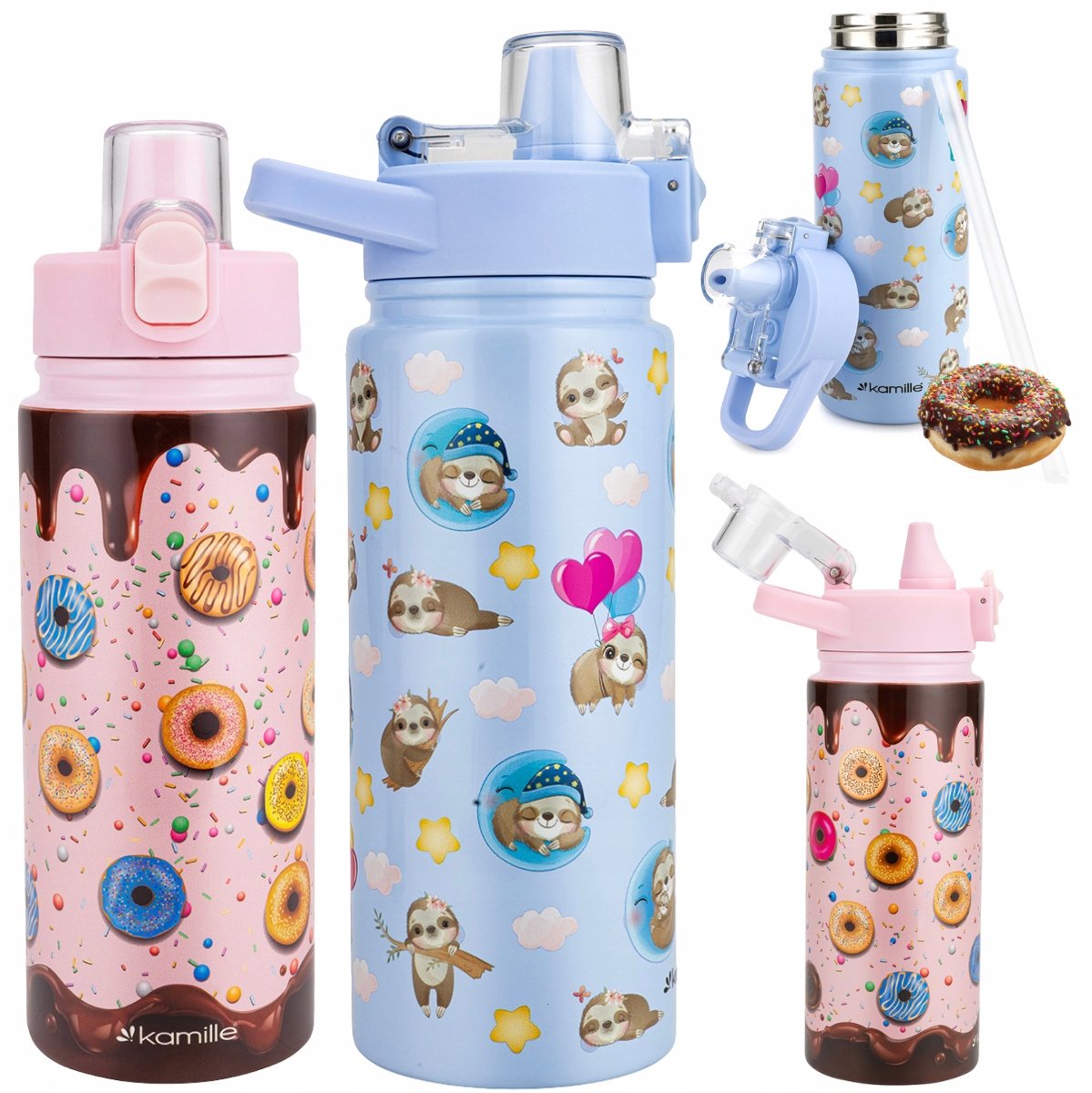 Kamille Thermosbeker Kind 600ml RVS met Rietje - Ideaal voor School & Uitjes