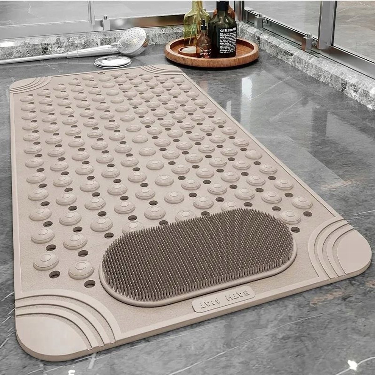 Antislip Badmat Douchemat PVC - 70x36cm - Beige