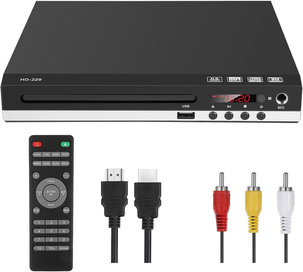 DVD-Spelers - 1080P HD DVD-Speler Voor TV - Mini-CD-Speler - Met Afstandsbediening HDMI/USB/AV-Aansluiting