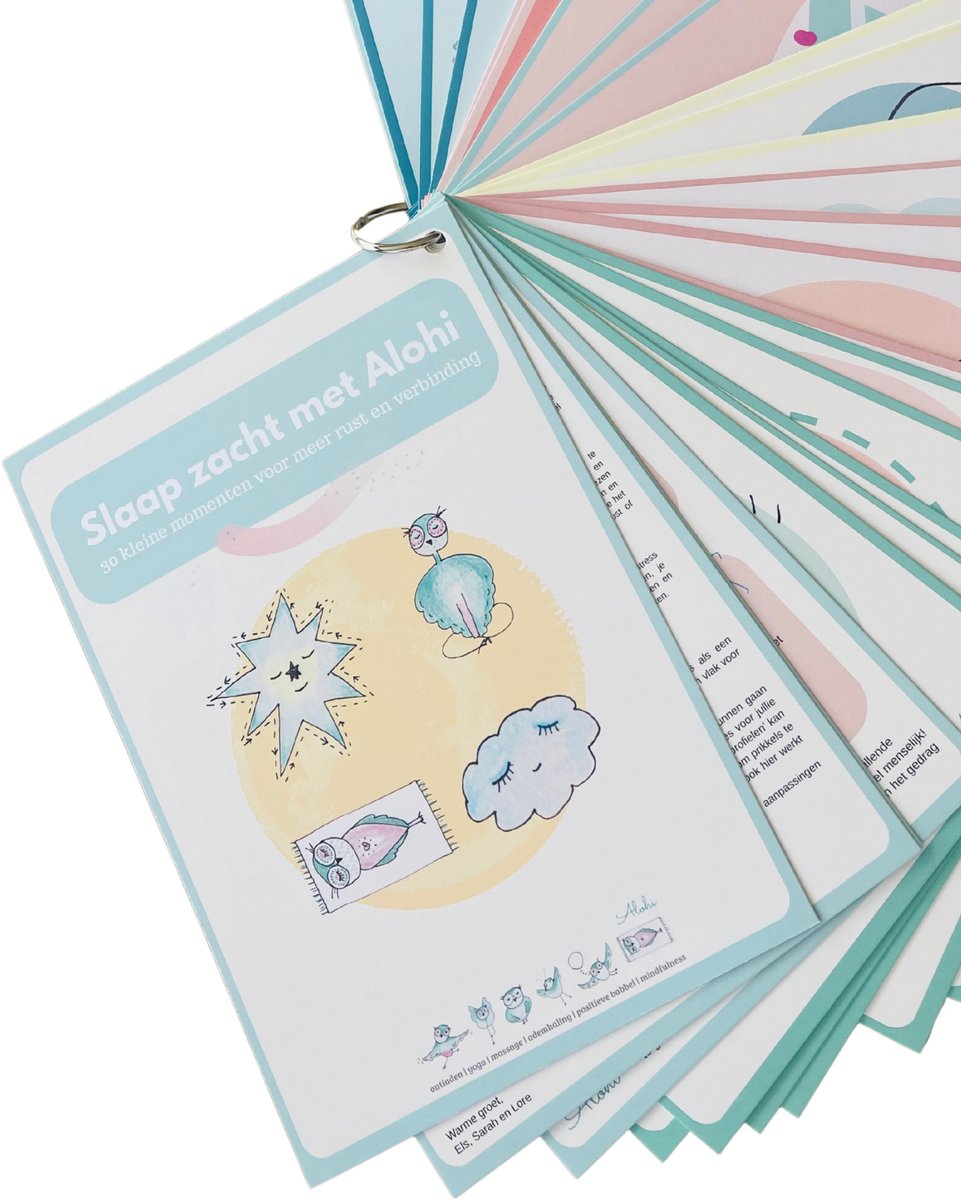 Slaap zacht kaartdeck – A5 Kaartdeck voor kinderen – 30 ontspanningsoefeningen & slaaptips – Ouder-kind – 3-12 jaar