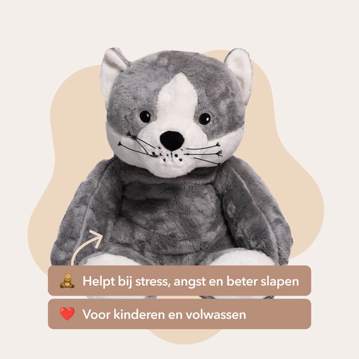 Lotgenootje Verzwaringsknuffel Kat + Mini Kat - Verzwaarde Knuffel - Weighted Stuffed Animal - Sensorisch Speelgoed - Zware Knuffel Anxiety - Plushie — afbeelding 5