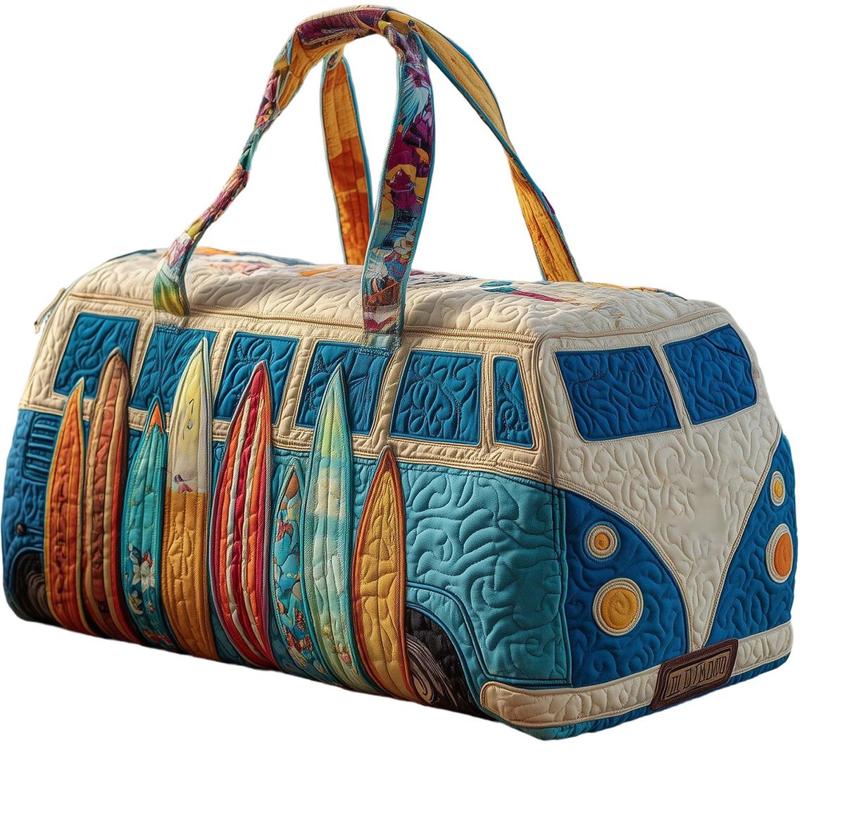 Textielen tas, retro bloemenprint in 3D-stijl, boho-stijl voor reizen en sport, meerkleurig, groot (18 x 9 x 9 inch)，2 modellen