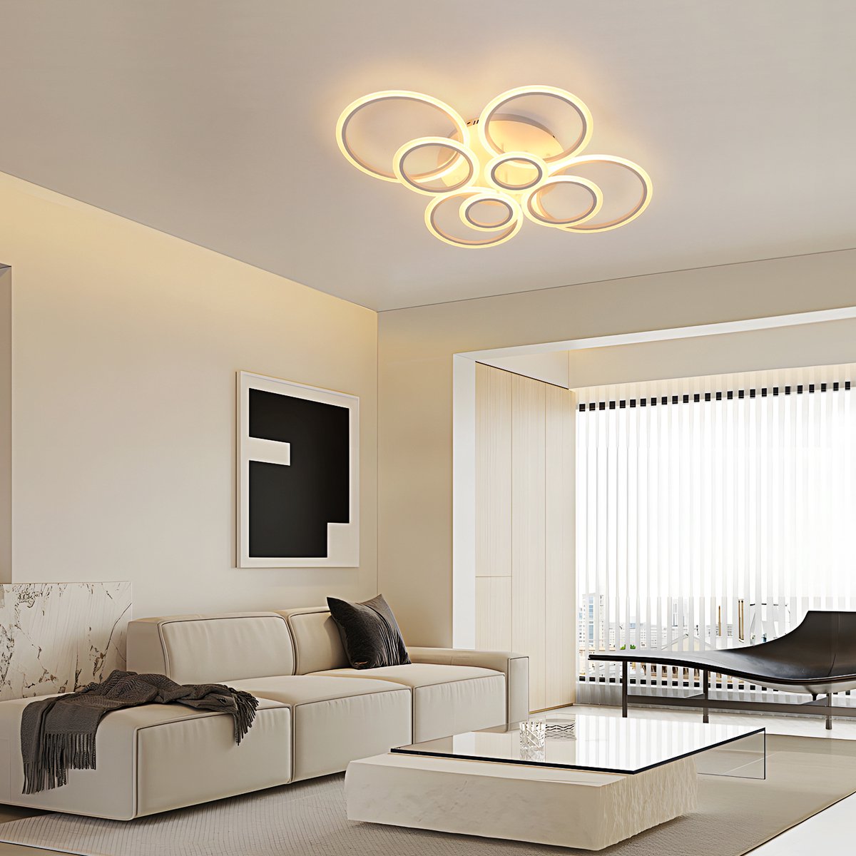 Riserva LED Plafondlamp modern minimalistisch rond wit 103W dimbaar 3000‑6500K met afstandsbediening Ra80 voor woonkamer slaapkamer keuken