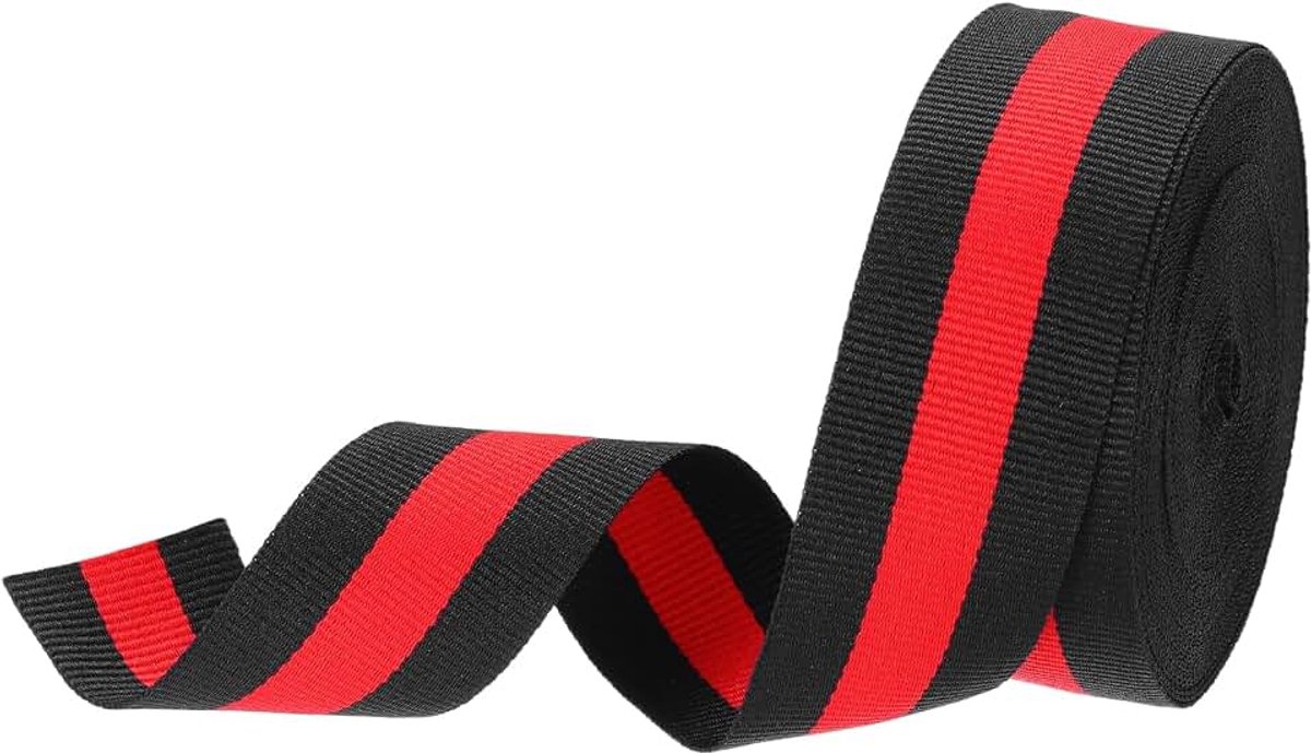 1,2 inch zwart rood gestreept grosgrain lint, 10 Yard polyester stof streep ambachtelijke lint dubbel gezicht ontwerp voor strik geschenkverpakking doe-het-zelf maken kerstdecoraties