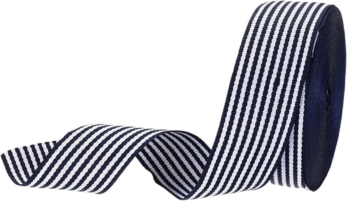 1,2 inch marineblauw en wit gestreept grosgrain lint, 10 Yard polyester stof streep ambachtelijke lint dubbel geconfronteerd ontwerp voor strik geschenkverpakking doe-het-zelf maken