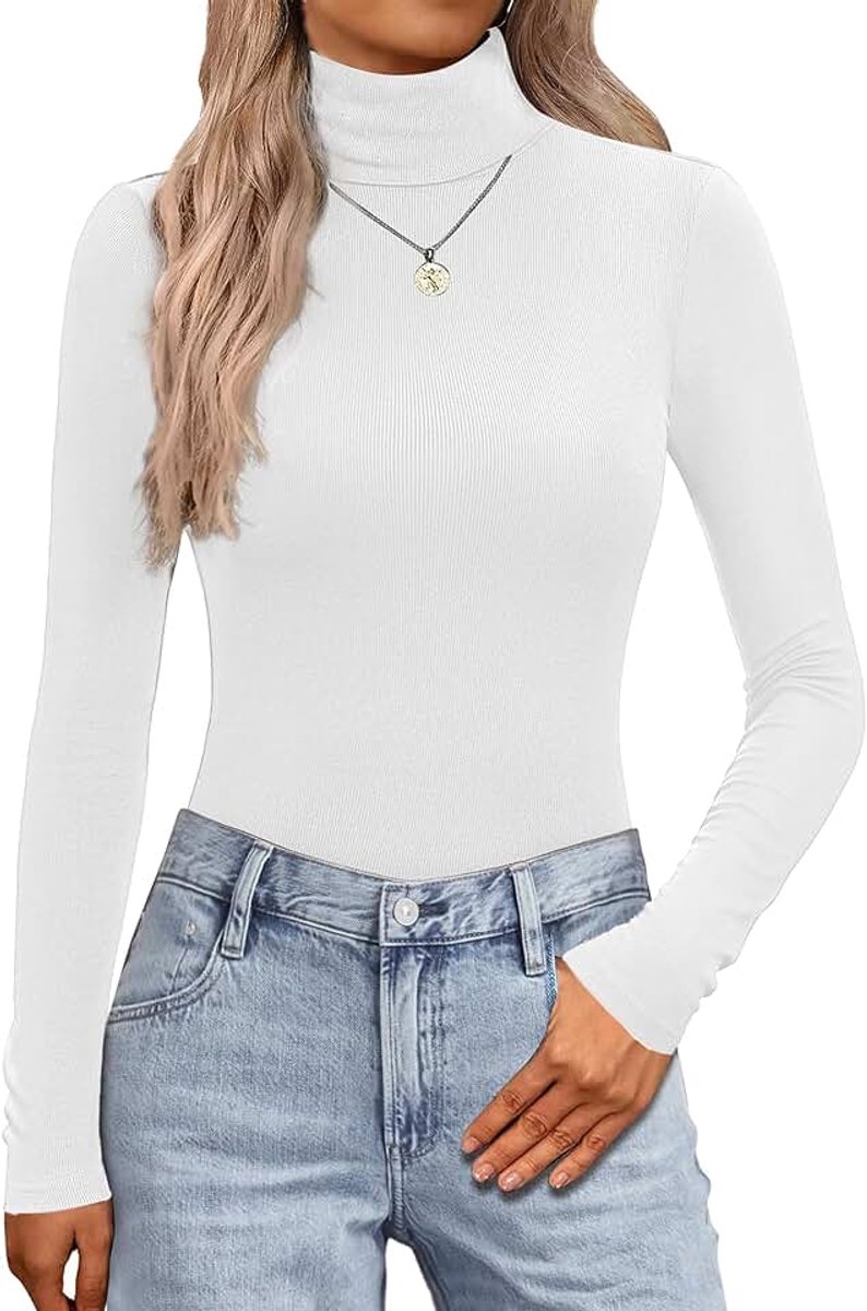 Coltrui voor dames, basic shirt met lange mouwen, geribbeld | Shirt met lange mouwen, nauwsluitend, rolkraag, dunne rolli, bovenstuk voor herfst en winter, XS-XXL