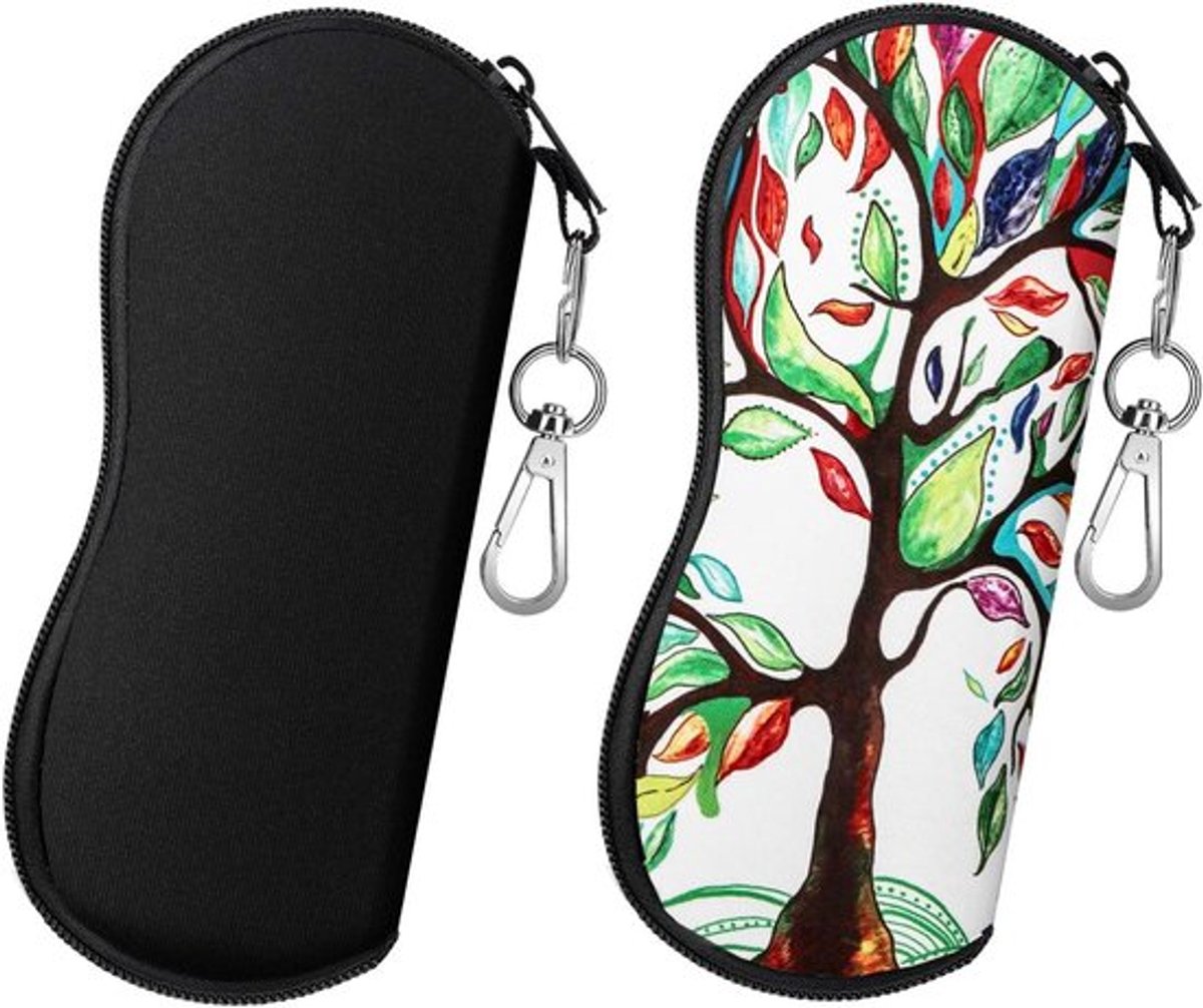 Zachte Brillenkoker - 2 Stuks - Neopreen Brillenhoesje met Rits en Clip voor Heren en Dames