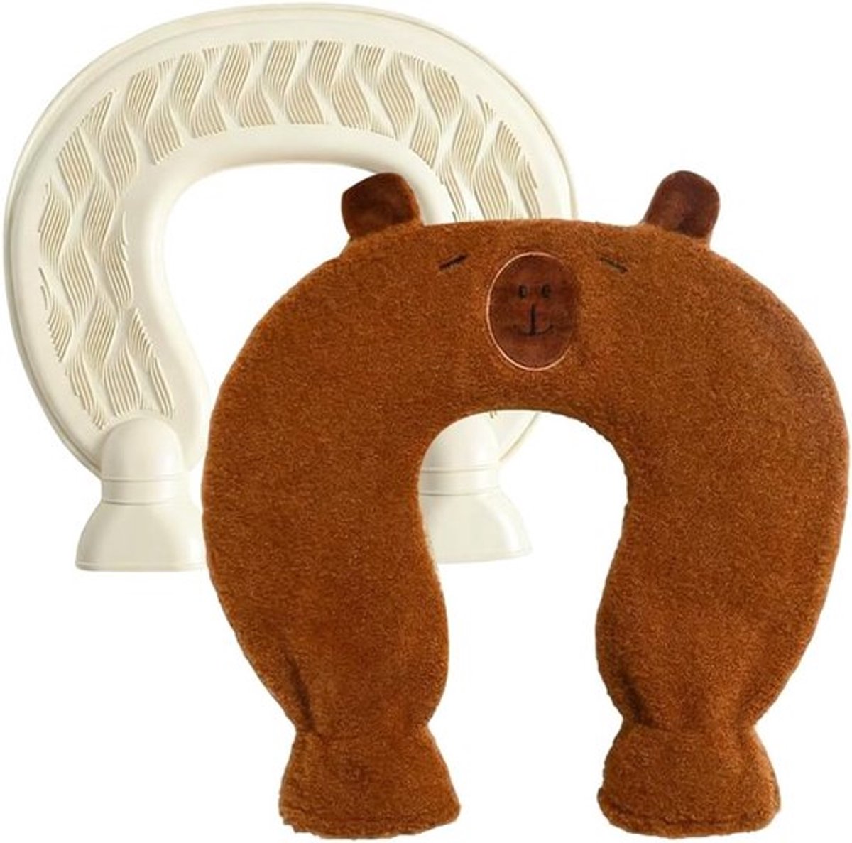 U-vormige warmwaterkruik 1 liter met zachte overtrek, lekvrij, wasbaar, ideaal als cadeau voor moeder en vader, perfect voor koude dagen