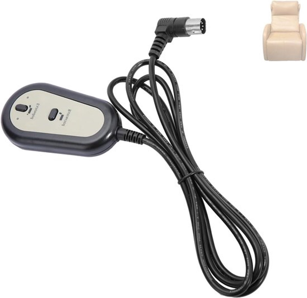 Elektrische fauteuil met 2-knops controller en handschakelaar voor afstandsbediening