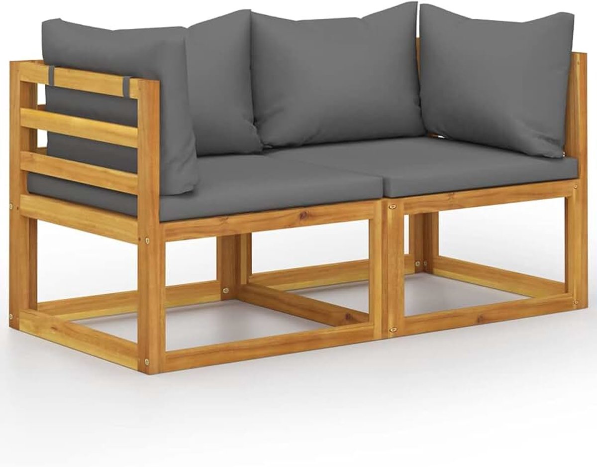 2-zits tuinbank met kussen, donkergrijs, bank voor patio, pallets, Tino Lounge