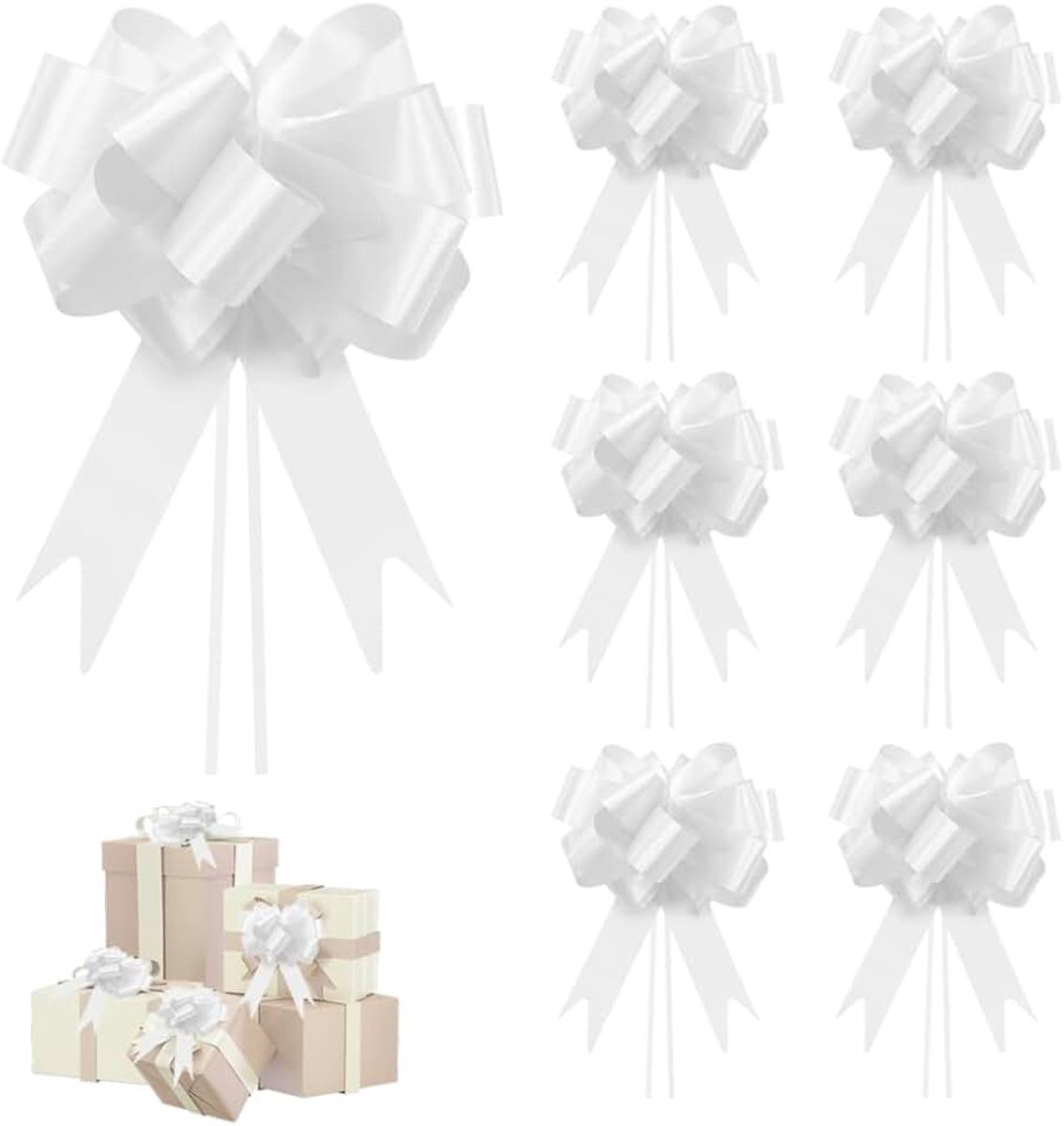 30 stuks pull-vellen decoratieve cadeaustrikken met cadeaulint wit cadeaustrikken geschikt voor geschenken, kunsthandwerk en decoraties