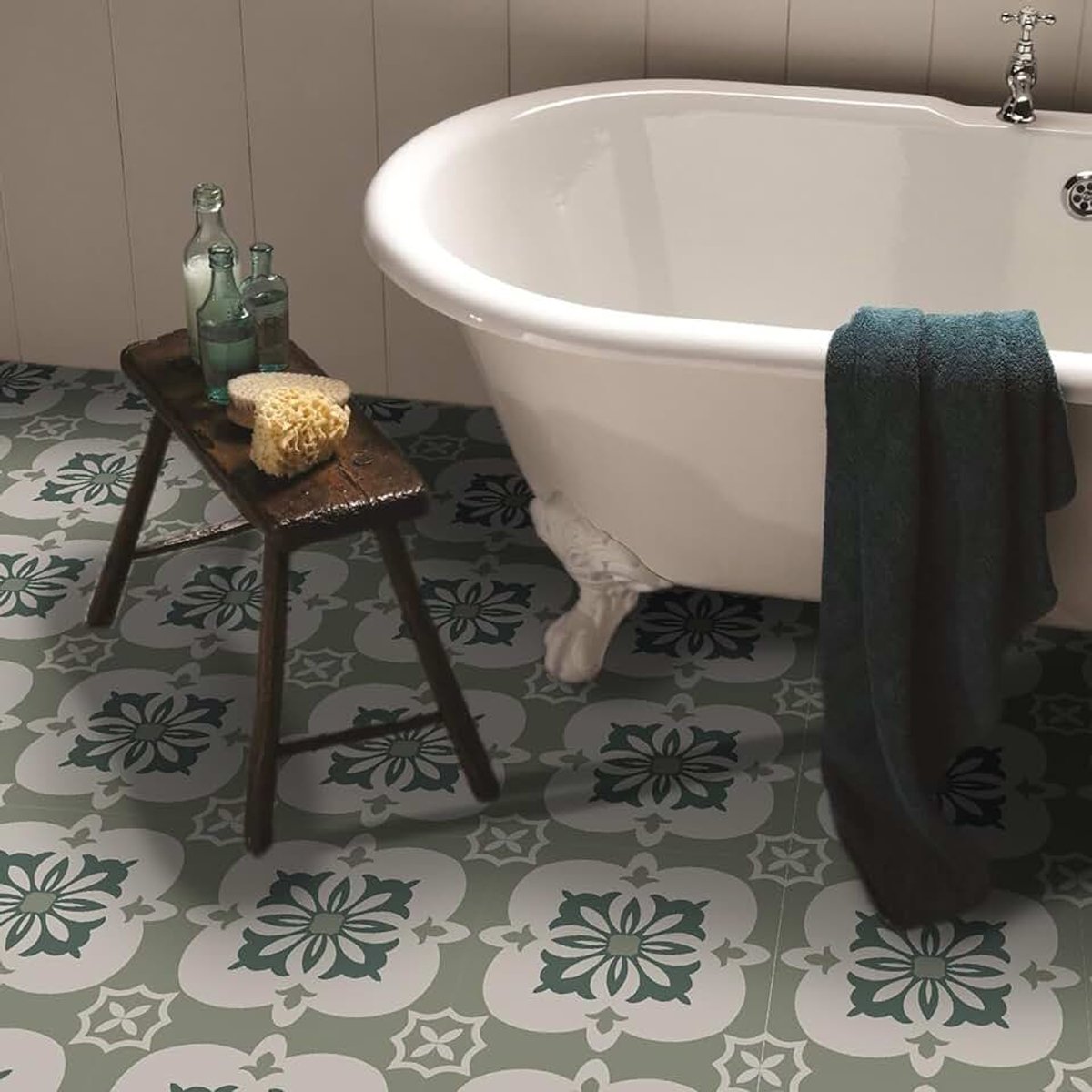 Vinyl vloertegels voor keuken, woonkamer, badkamer, saliegroen