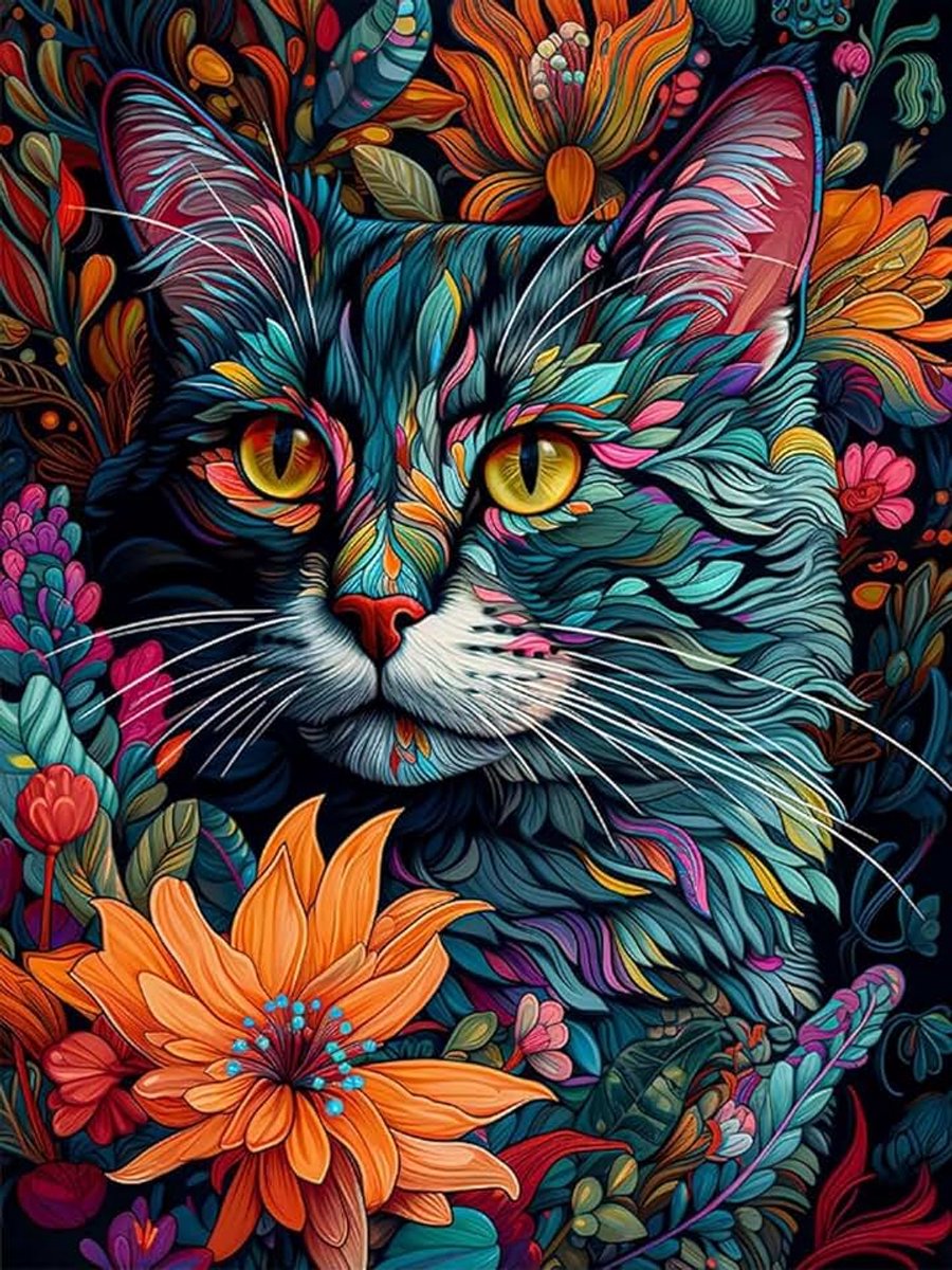 Diamond Painting, katten, 5D diamond painting schilderijset voor volwassenen, beginners en kinderen, doe-het-zelf mozaïek maken, volledige boring, diamond painting kits voor huis
