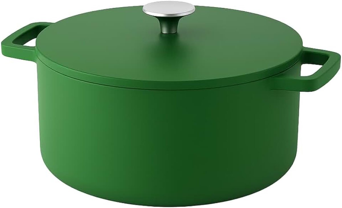 & Pan - Go Green Gietijzeren Braadpan 28 cm - 6.5 liter -Geschikt voor alle warmtebronnen, inclusief inductie – PFAS-vrij- -Vaatwasserbestendig -Gietijzer- Cool Touch Handvat -Groen