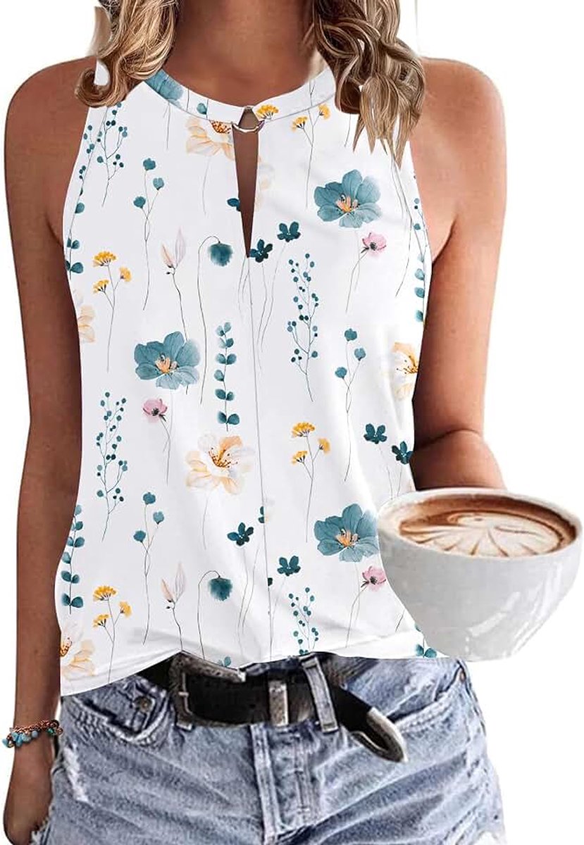 Dames tanktop zomer mouwloos bovenstuk tops V-hals sexy tanktops casual strandshirts blousetop