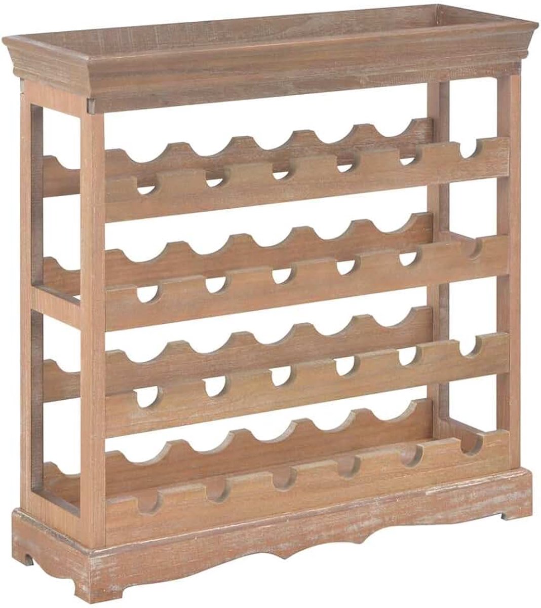 Bruin, 70 x 22,5 x 70,5 cm | 4 legplanken, capaciteit 24 flessen, bovenste plank voor glaswerk, MDF, woonkamer of eetkamer