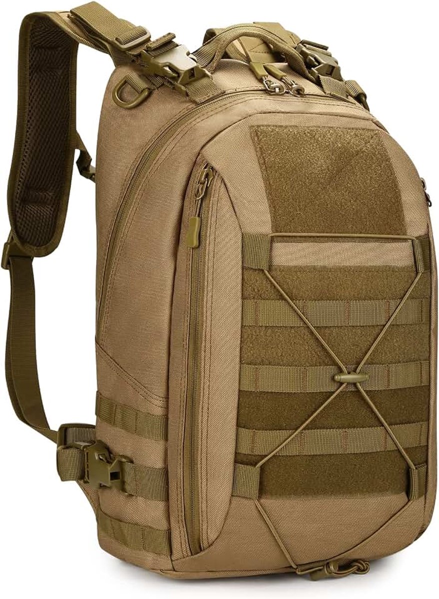 Mini tactische rugzak van 12 l/15 l/20 l/30 l, Molle-schooltas voor kinderen, heren en dames, voor de jacht, kamperen, wandelen, in het zwart/bruin/camo/groen