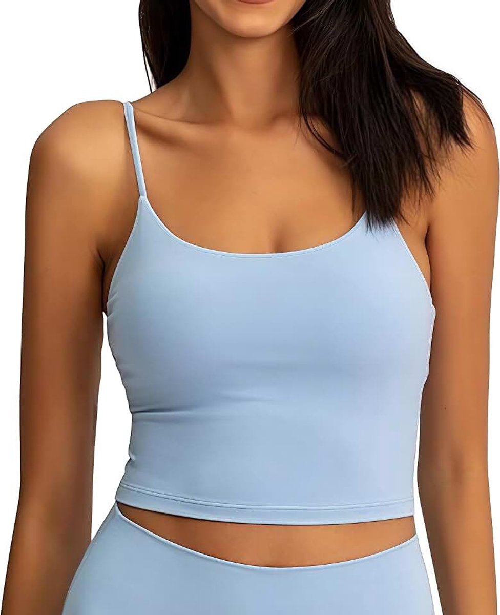 Sporttanktop voor dames, basic top, mouwloos, ademend en licht, voor gym, yoga, casual, korte tanktop met spaghettibandjes