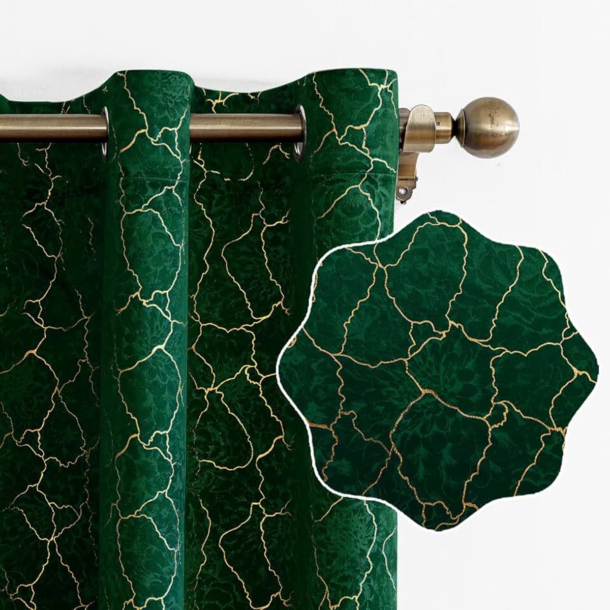 Set Van 2 Thermische Verduisterende Gordijnen, 140x145cm, Fluweel Warmte-Isolerende Gordijnen, Geschikt Voor Woonkamer Slaapkamer, Modern Design Met Oogjes, Groen