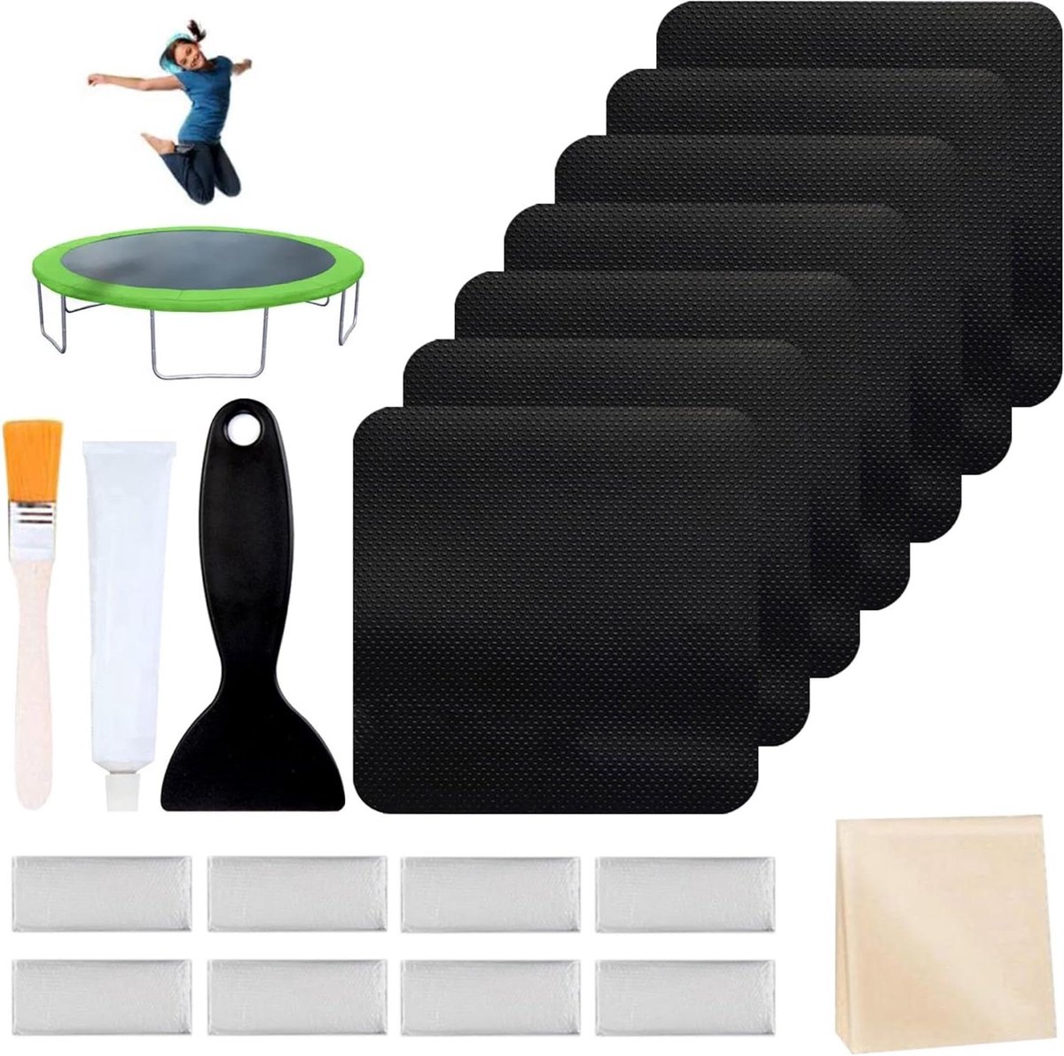 Trampoline Reparatieset - Patch Kit - Buiten Speelgoed Onderhoud - Complete Gereedschapsset - 10x10 cm Patches - Set 2