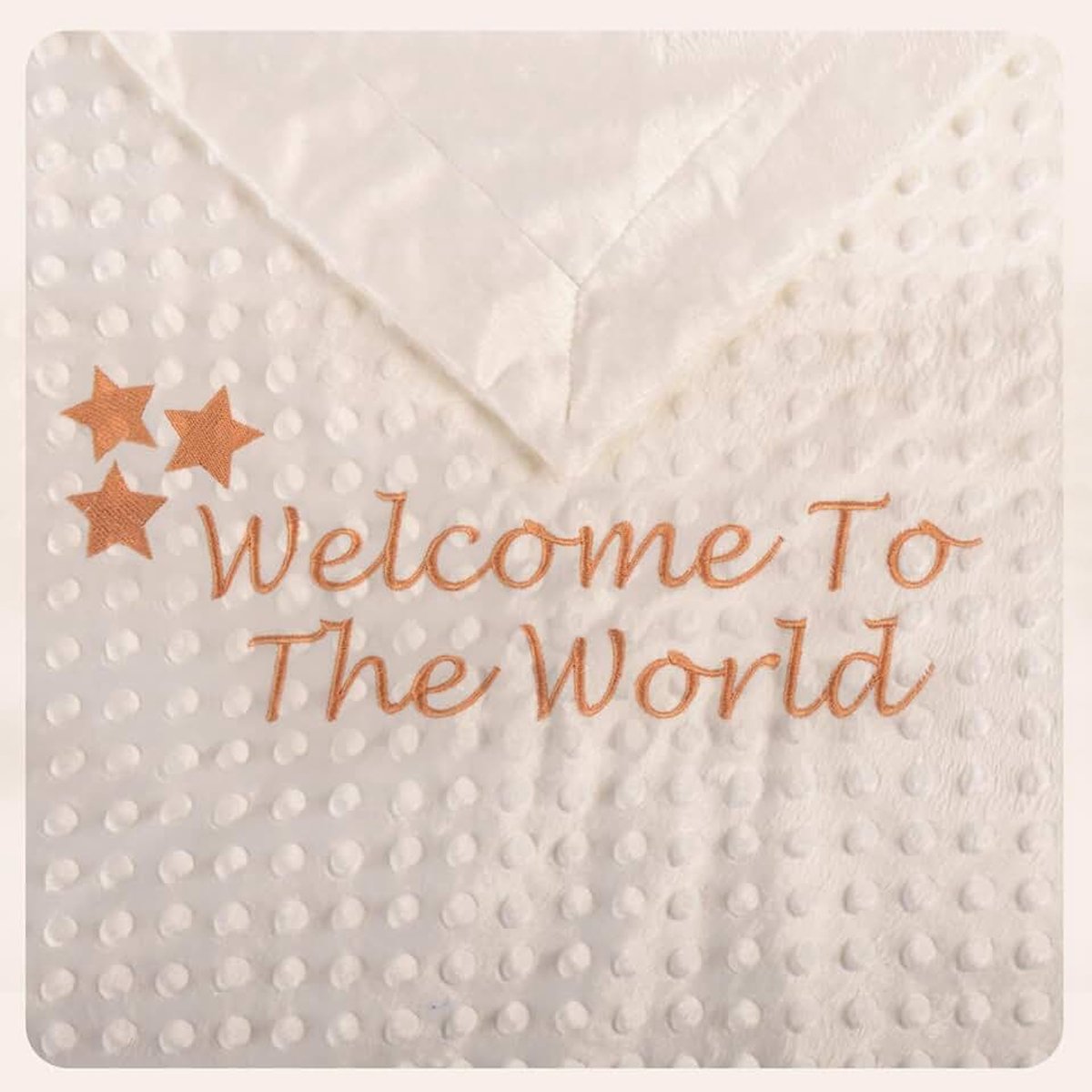 "Welcome To The World" geborduurde deken, kinderkamer cadeau, cadeau voor pasgeborenen