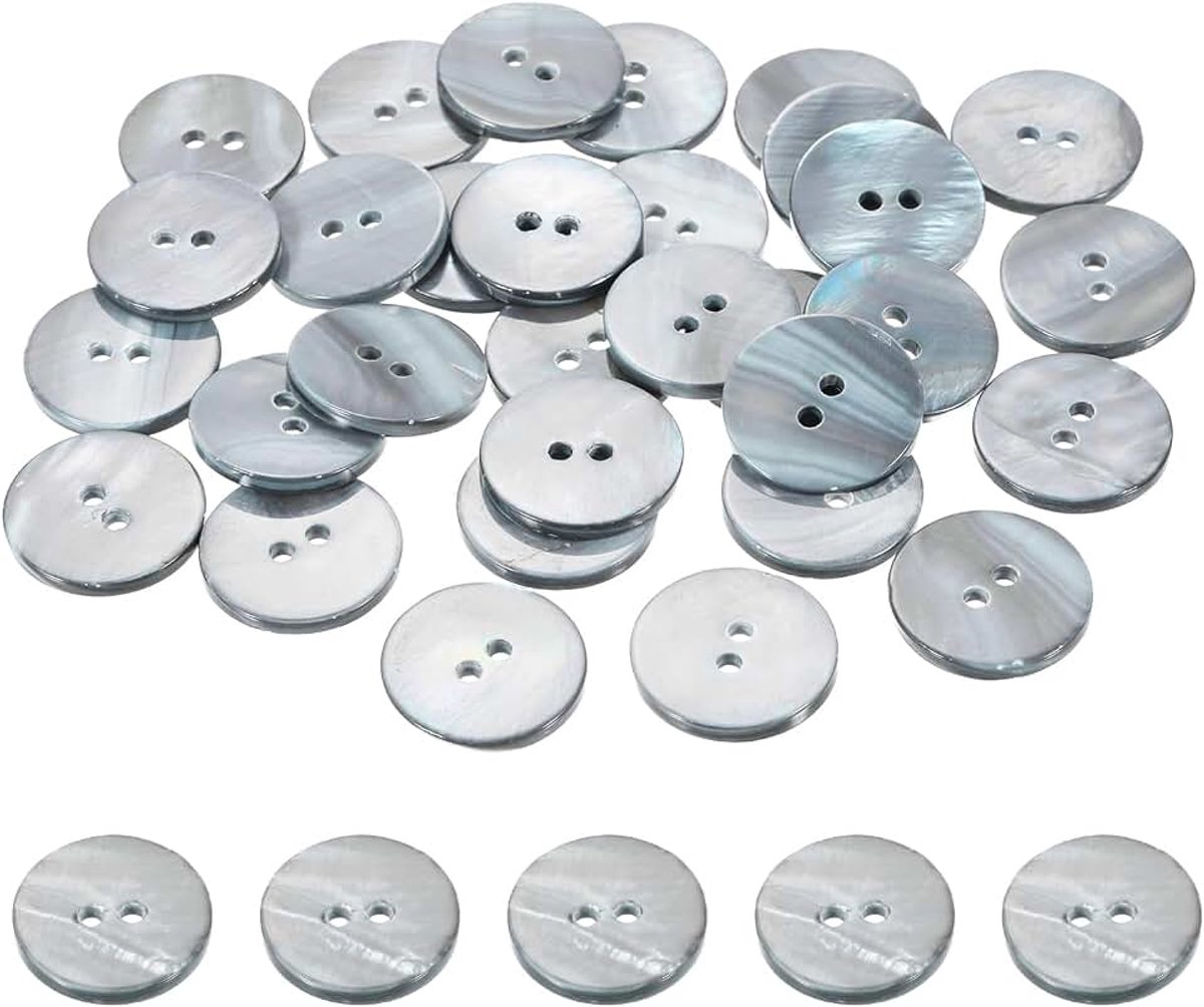 Knopen, 2 gaten MOP natuurlijke parel schelp knoppen voor naaien kleding jas pakken shirt doe-het-zelf ambachtelijke decoratie, grijs